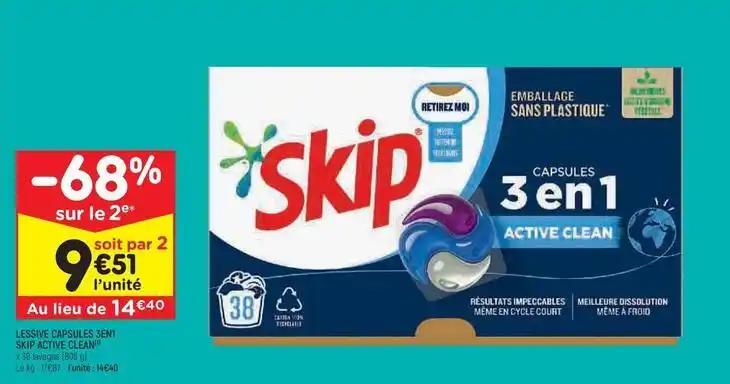 Skip - lessive capsules 3en1 active clean