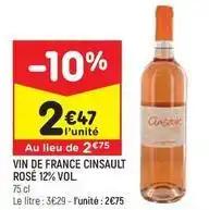 Vin de france cinsault rosé 12% vol