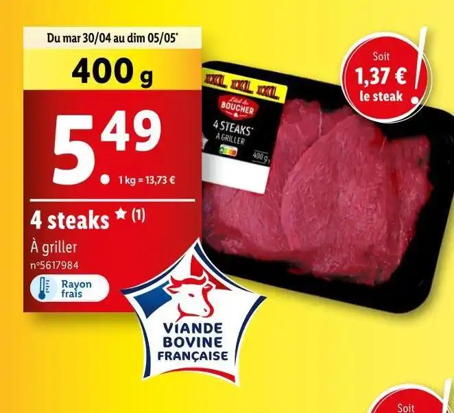 4 steaks