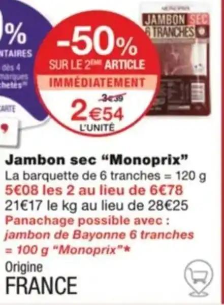 Jambon sec "Monoprix"