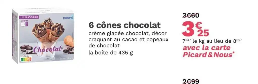 6 cônes chocolat