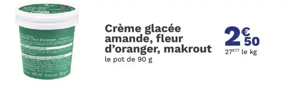 Crème glacée amande, fleur d'oranger, makrout