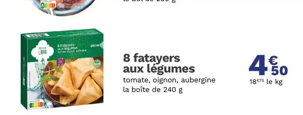 8 fatayers aux légumes