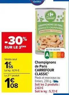 Carrefour - champignons de paris classic'
