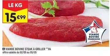 Viande bovine steak à griller