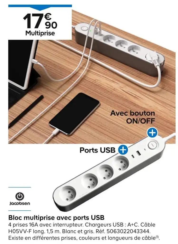Bloc multiprise avec ports USB