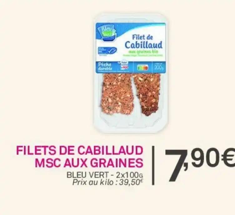 FILETS DE CABILLAUD MSC AUX GRAINES BLEU VERT-2x100G