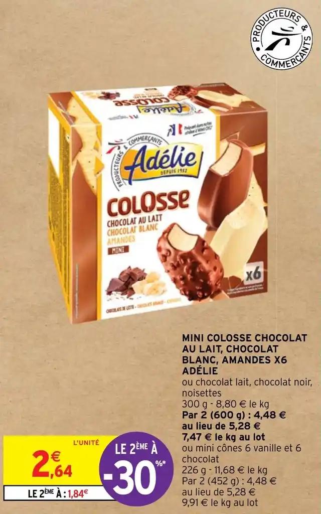 MINI COLOSSE CHOCOLAT AU LAIT, CHOCOLAT BLANC, AMANDES X6 ADÉLIE