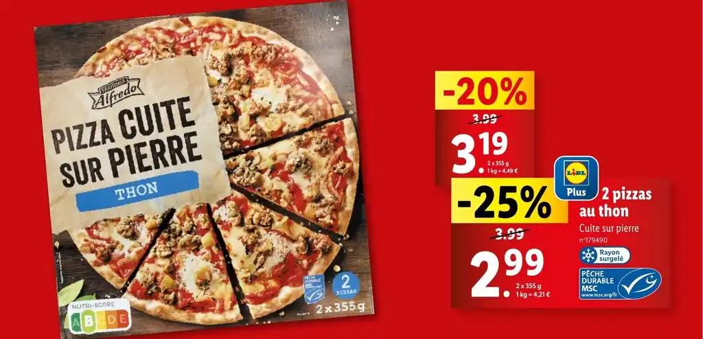 2 pizzas au thon