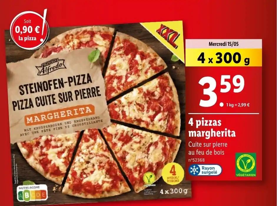 4 pizzas margherita