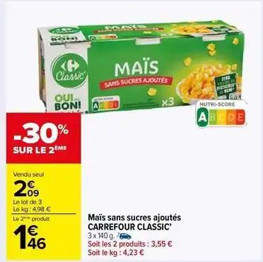 Carrefour - maïs sans sucres ajoutés classic