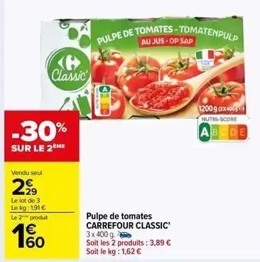 Carrefour - pulpe de tomates classic
