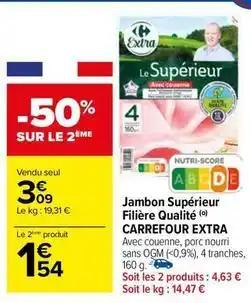 Carrefour - jambon supérieur filière qualité extra