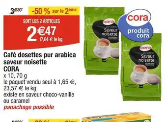 CORA Café dosettes pur arabica saveur noisette