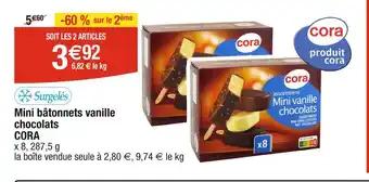CORA Mini bâtonnets vanille chocolats