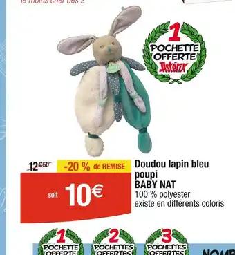 BABY NAT Doudou lapin bleu poupi