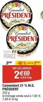 Président - camembert 21 % m.g