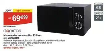 Doméos - micro-ondes monofonction 23 litres mo16dom