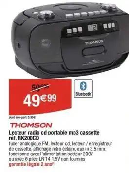 Thomson - lecteur radio cd portable mp3 cassette rk200cd