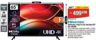 Hisense - téléviseur smart tv 4k uhd dled 65 65a6k