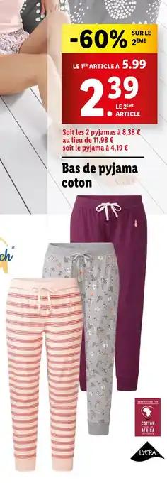LYCRA Bas de pyjama coton