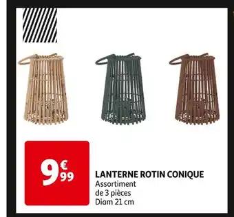 LANTERNE ROTIN CONIQUE