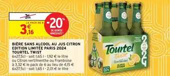 BIÈRE SANS ALCOOL AU JUS CITRON EDITION LIMITÉE PARIS 2024 TOURTEL TWIST