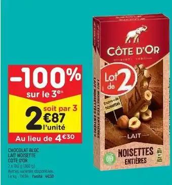 Côte d'or - chocolat bloc lait noisette