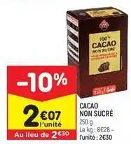 Leader price - cacao non sucre
