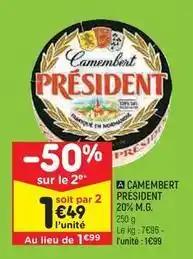 President - camembert 20% m.g