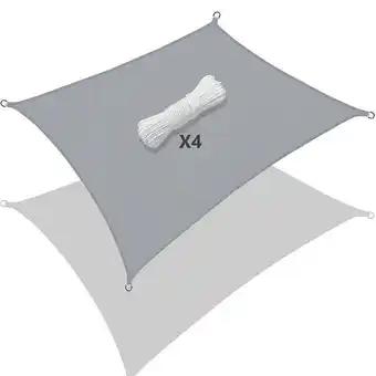VOUNOT Voile d’ombrage Rectangulaire Imperméable Polyester avec Corde 3x5m Gris