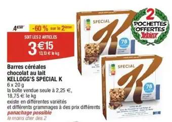 Barres céréales chocolat au lait KELLOGG'S SPECIAL K