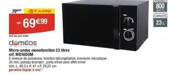 Micro-ondes monofonction 23 litres réf. M016DOM
