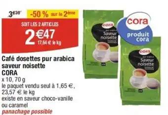 Café dosettes pur arabica saveur noisette CORA