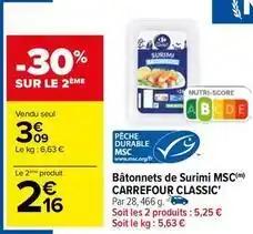 Carrefour - bâtonnets de surimi msc classic