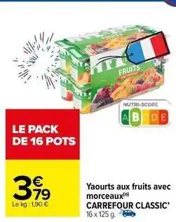 Carrefour - yaourts aux fruits avec morceaux classic'