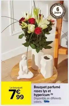 Bouquet parfumé roses lys et hypericum