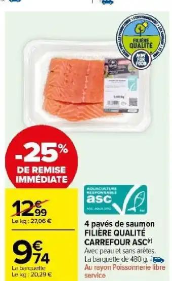 4 pavés de saumon FILIÈRE QUALITÉ CARREFOUR ASS