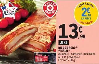 RIBS DE PORC(¹) "FÉRIAL"