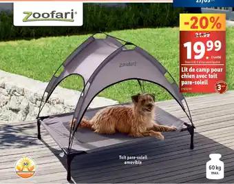 Lit de camp pour chien avec toit pare-soleil
