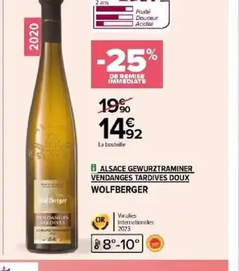 ALSACE GEWURZTRAMINER VENDANGES TARDIVES DOUX WOLFBERGER