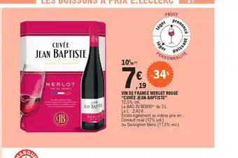 VIN DE FRANCE MERLOT ROUGE "CUVÉE JEAN-BAPTISTE" 12,5% vol.