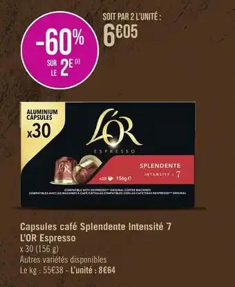 L’OR Espresso Capsules café Splendente Intensité 7