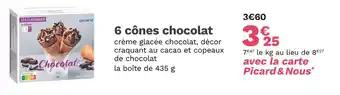 Picard 6 cônes chocolat