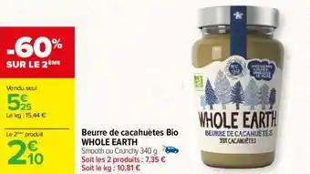 Beurre de cacahuètes Bio WHOLE EARTH