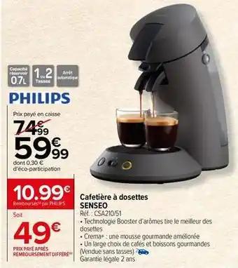 Philips - cafetière à dosettes csa210/51