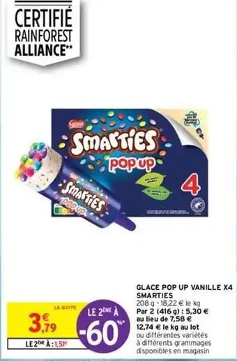 Nestlé - glace pop up vanille x4 smarties