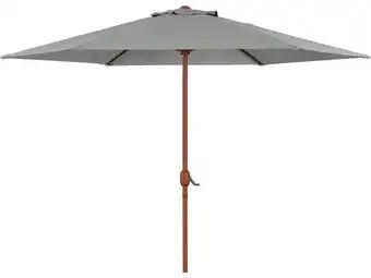 Parasol jardin droit Alu finition bois Luz - Rond - Ø 3m - Gris