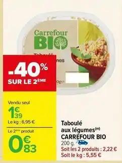 Carrefour - taboulé aux légumes bio