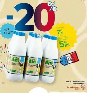 Carrefour - lait u.h.t. demi-écrémé bio